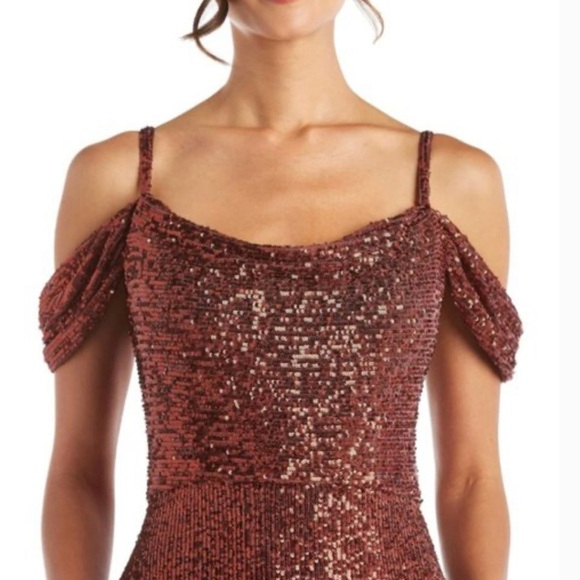 NWT Nightway Bronze Sequin Maxi Dress - Picture 3 of 10